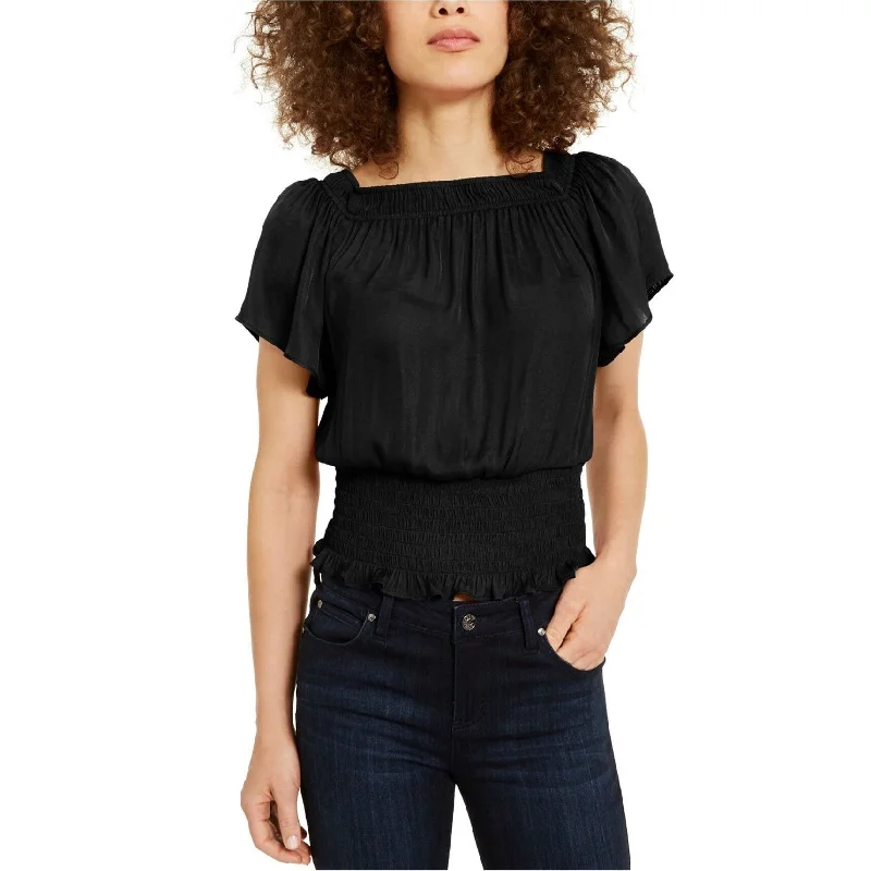 Karen Scott Womens Smocked Convertible Pullover Blouse, Black, X-Large Gym