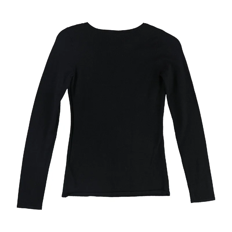 GUESS Womens Rhinestone Logo Pullover Sweater, Black, Medium Refined Women's Velvet