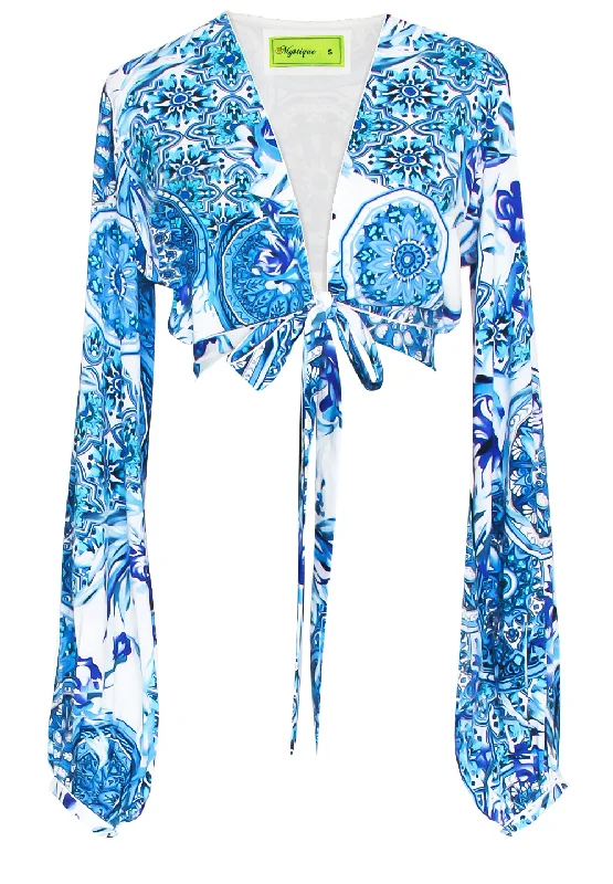 Siciliana - Aurora Cropped Blouse (Off-White) Modern Women's Tech