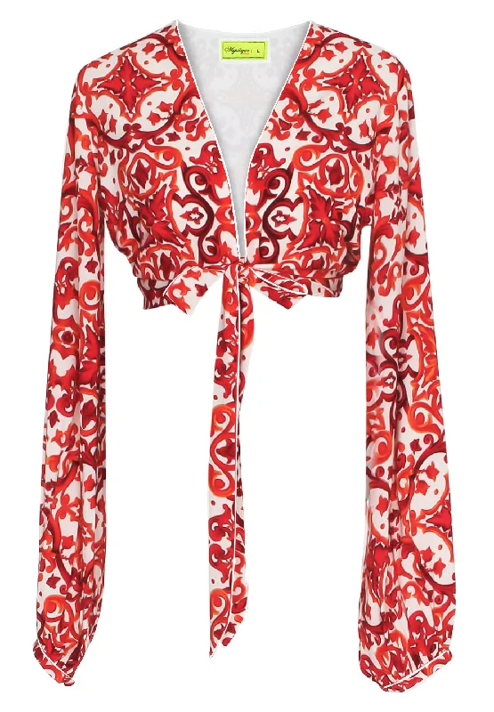 Siciliana - Rosa Cropped Blouse (Off-White) Preppy Women's College