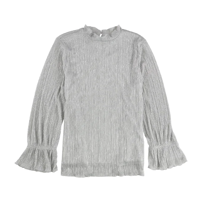 Alfani Womens Ruffle Neck Pullover Blouse, Metallic, X-Large Monochromatic All - in - one
