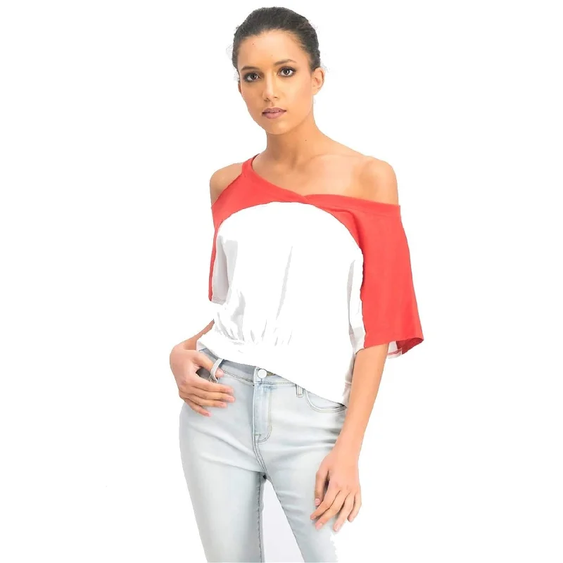 Free People Womens Colorblocked Basic T-Shirt, White, Small Classic Women's Pin - striped