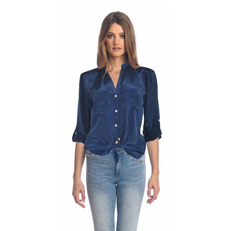 Mia Indigo Button Down Top Feminine Women's Soft 