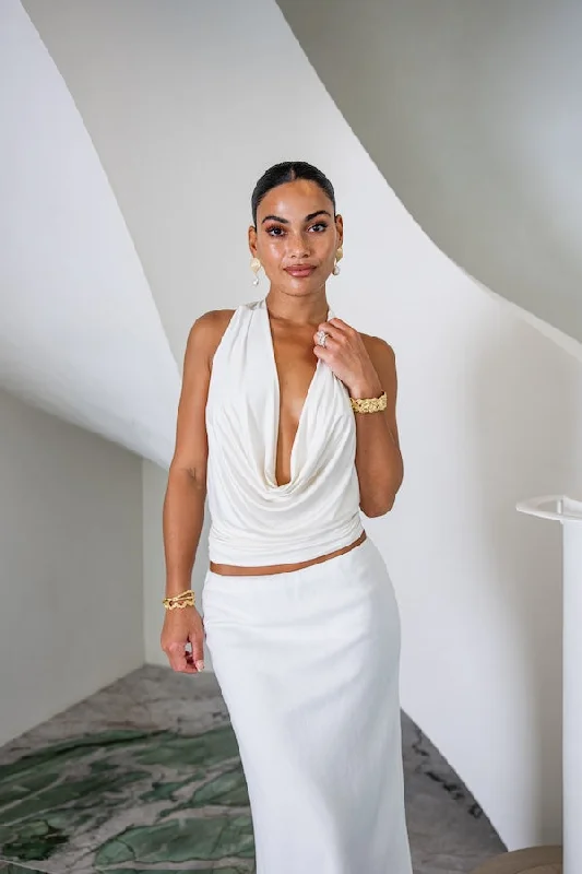Saint Plunge Top Ivory Vacation
