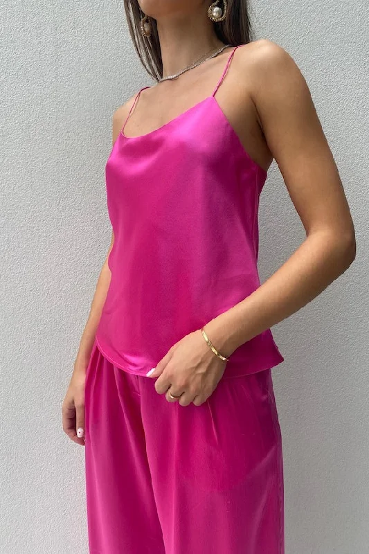 Bias Camisole Pink Casual Women's Loose - fitting