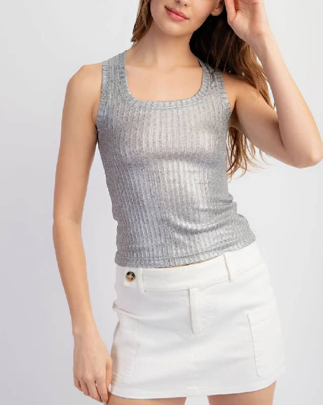 Kate Metallic Ribbed Tank Casual Women's Japanese 