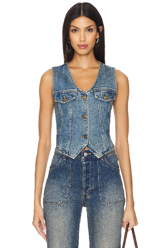 Morgan Vest - Vintage Blue Stylish Women's Neon