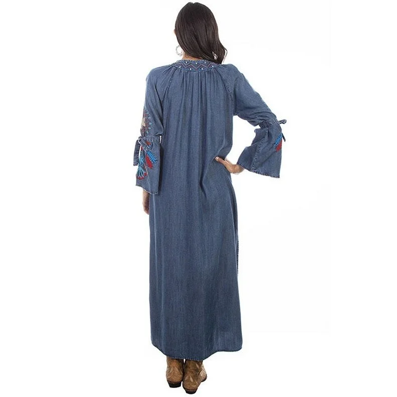 Scully Western Cardigan Womens Maxi Duster Embroidered Denim F0_HC633 Casual Women's Japanese 
