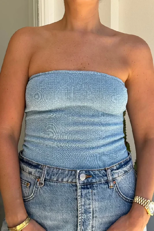 Lulu Tube Top Blue Lurex Modern Women's Tech