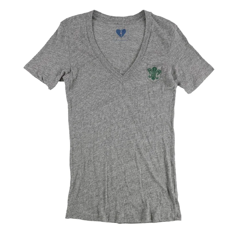 Urban Outfitters Womens Fleur De Lis Graphic T-Shirt, Grey, Medium Cool Women's Distressed