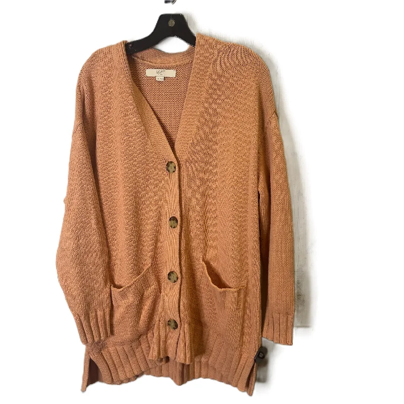 Sweater Cardigan By Loft In Orange, Size: 14 Youthful Women's Pop