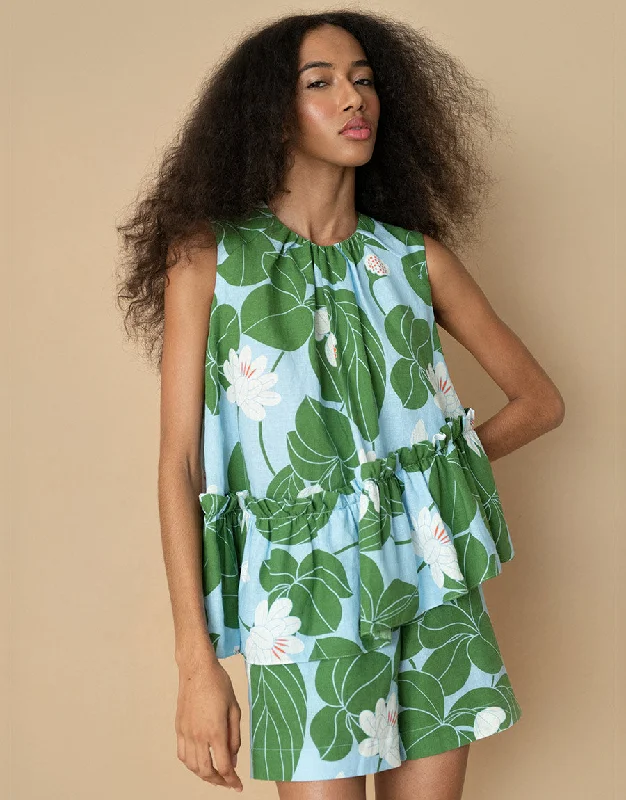 Alora Linen Top - Waterlily Green - SALE Refined Women's Velvet