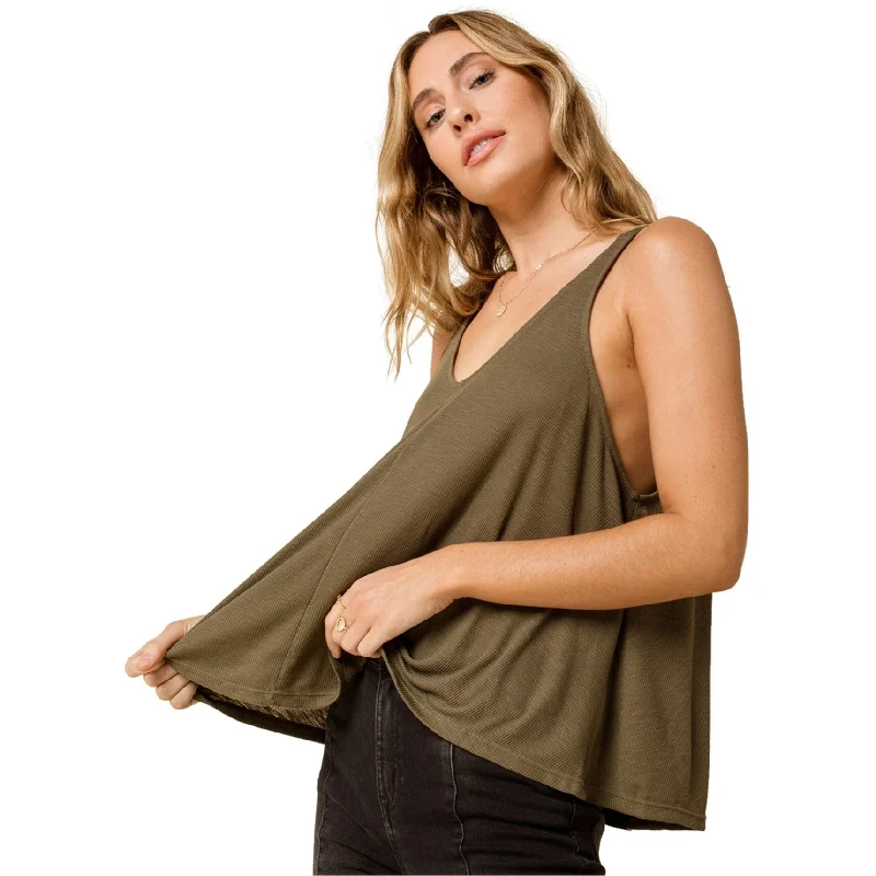 Free People Womens Solid Ribbed Tank Top, Green, X-Small Sleek Women's 