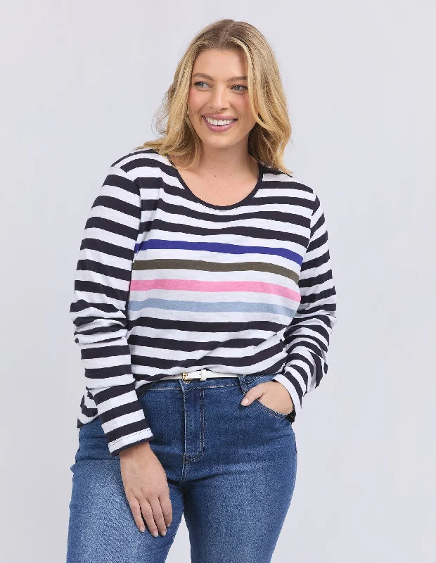 Harmony Long Sleeve Tee Navy & White Stripe Artistic Women's Avant - 