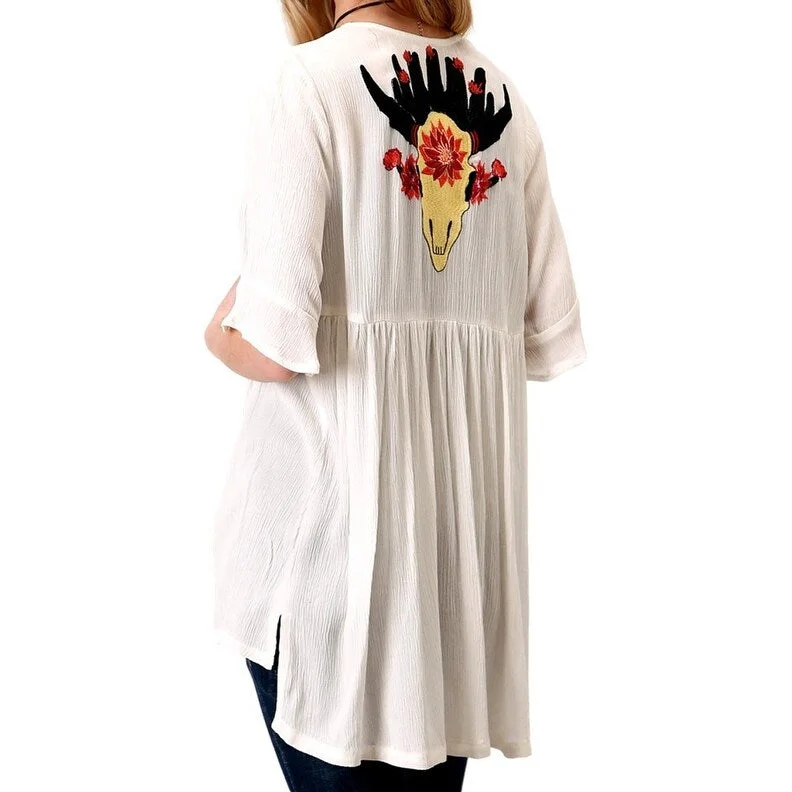 Roper Western Sweater Womens Open Front Ivory 03-500-0565-2064 WH Stylish Women's Neon