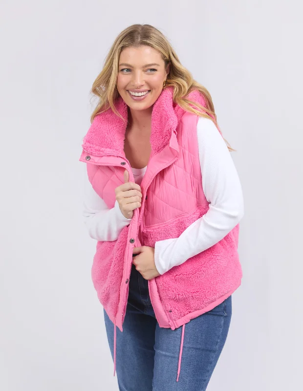 Alaska Quilted Vest Geranium Pink Earthy Women's 