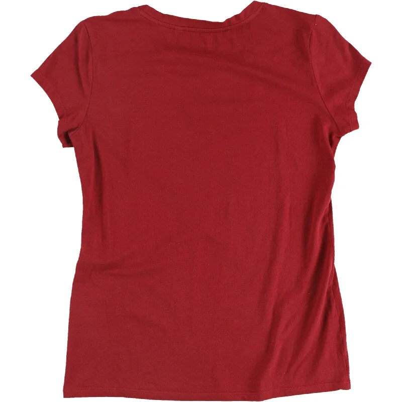 GUESS Womens Bling Logo Embellished T-Shirt, Red, Medium Women
