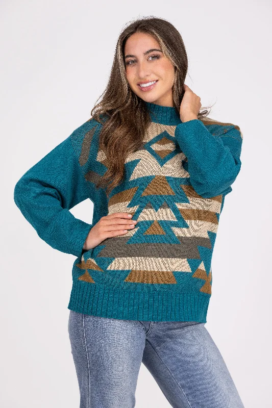 To the Mountain's Peak Women's Modern Mock Neckline Sweater * Final Sale* Disco