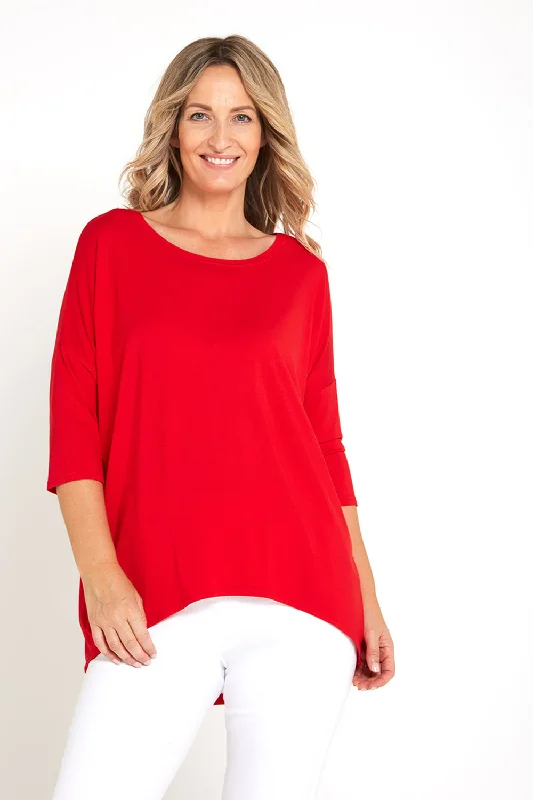 Irena Bamboo Top - Red Preppy Women's College