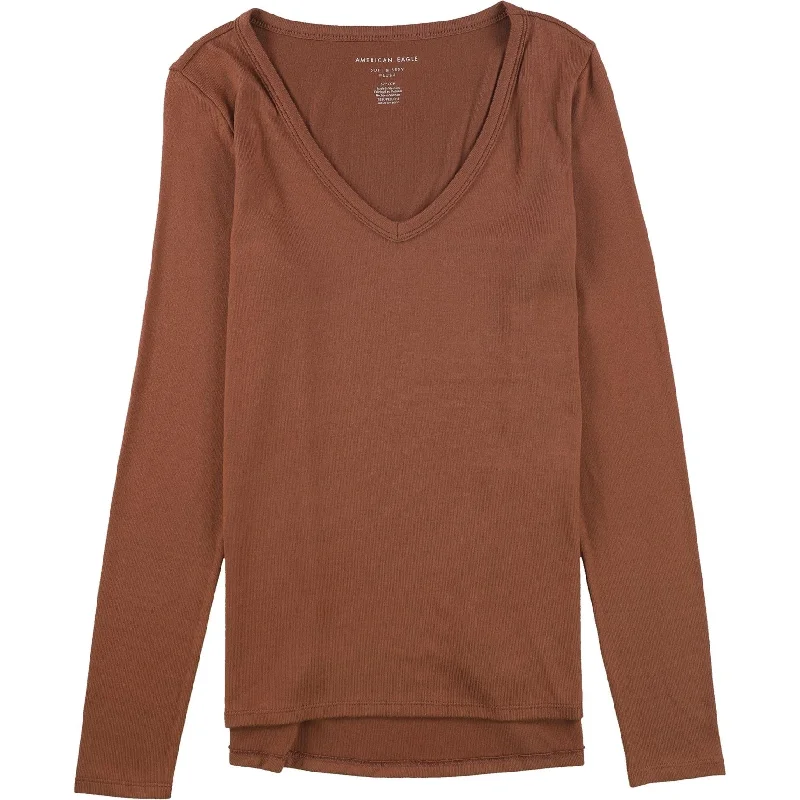 American Eagle Womens Ribbed Solid Pullover Blouse Traditional Women's Wool