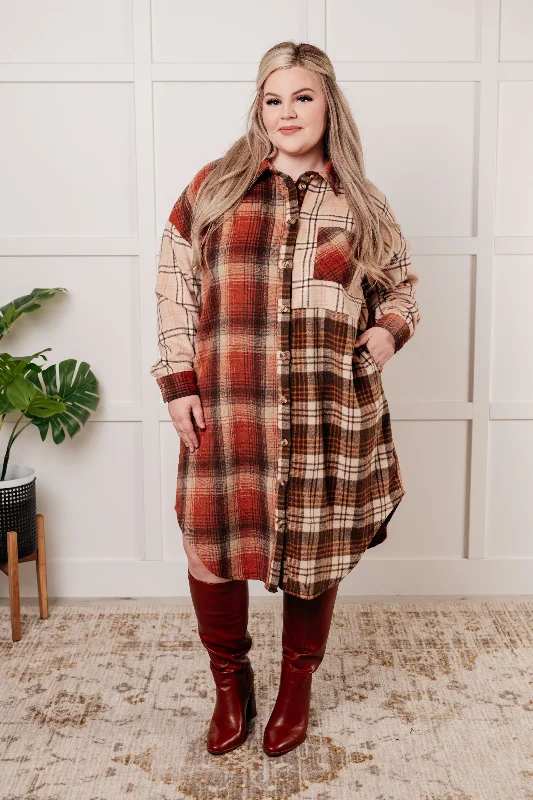 Cabin Fever Flannel Plaid Oversized Shacket Sporty Women's Tennis