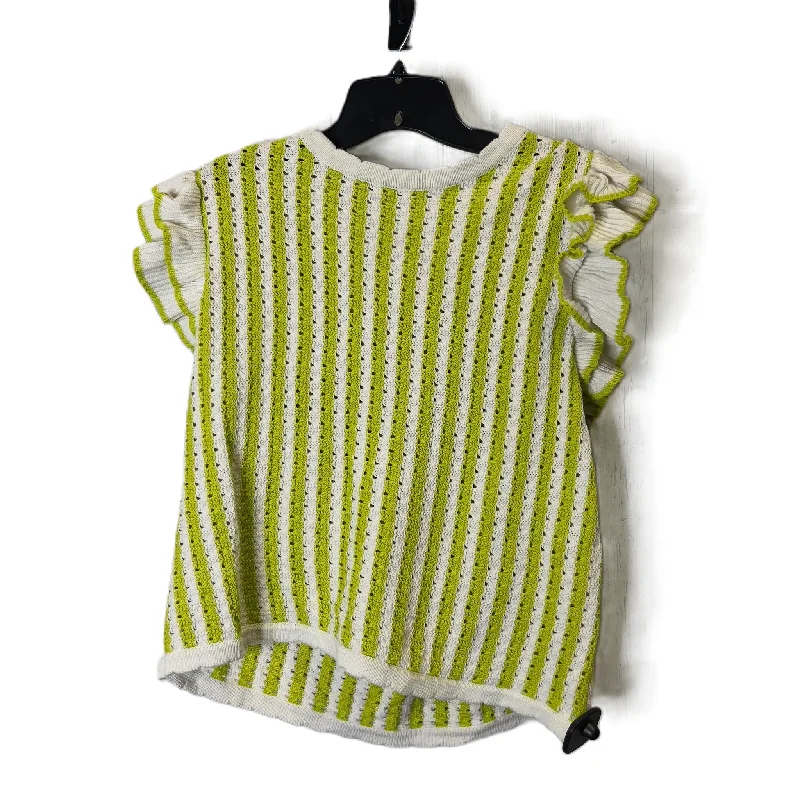 Top Short Sleeve By Entro In Green & White, Size: L Relaxed Women's 