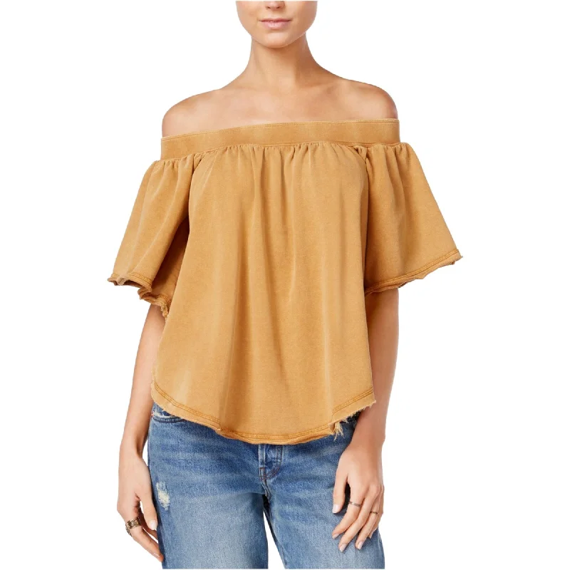 Free People Womens Kiss Me Knit Blouse, Brown, Small Athletic Women's High - 
