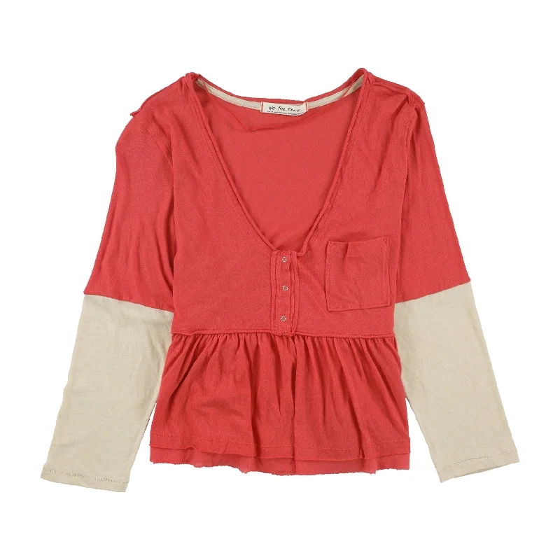 Free People Womens Heart Of Mine Colorblock Pullover Blouse, Red, Medium Streetwear Style for 