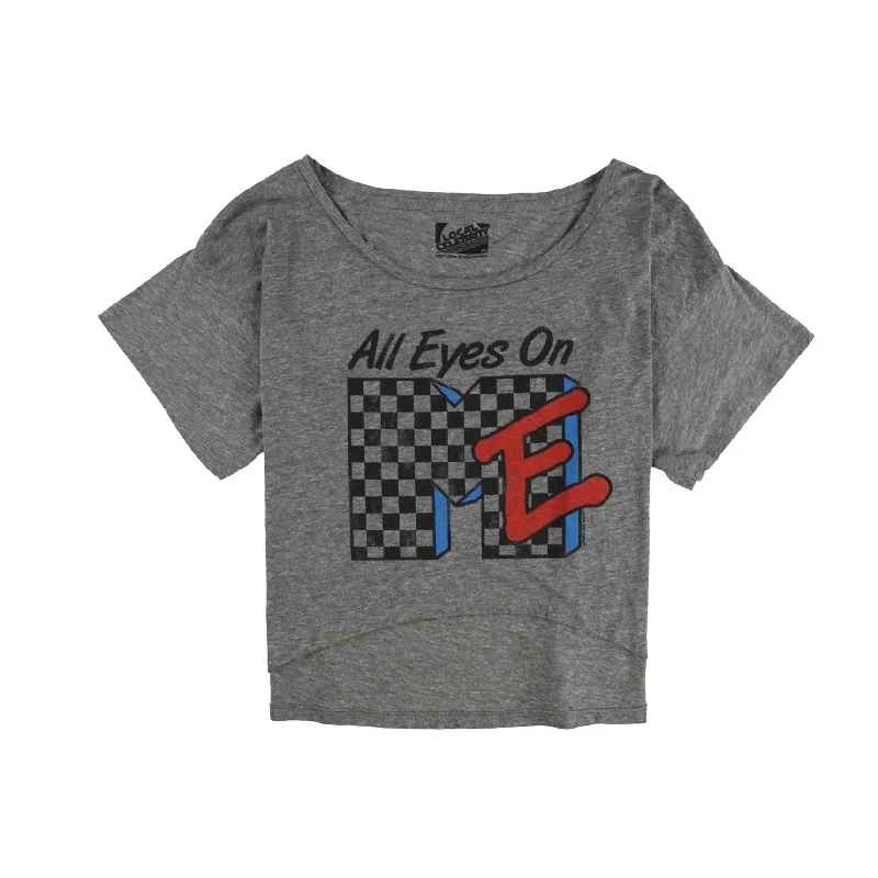 Local Celebrity Womens All Eyes On Me Graphic T-Shirt, Grey, Medium Preppy Women's College