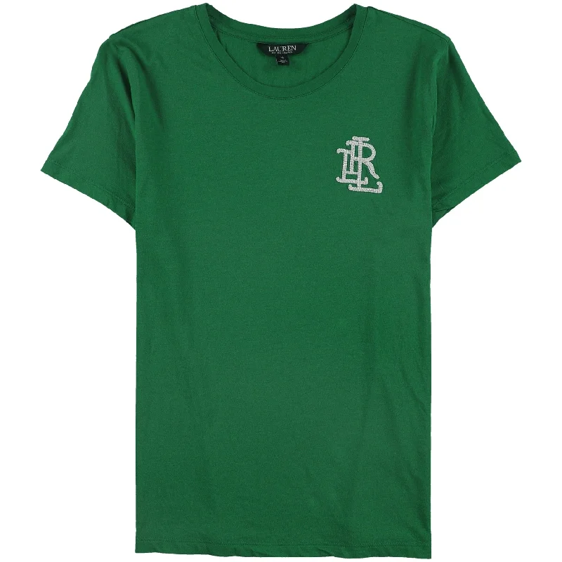 Ralph Lauren Womens Beaded Logo Embellished T-Shirt, Green, Small garde
