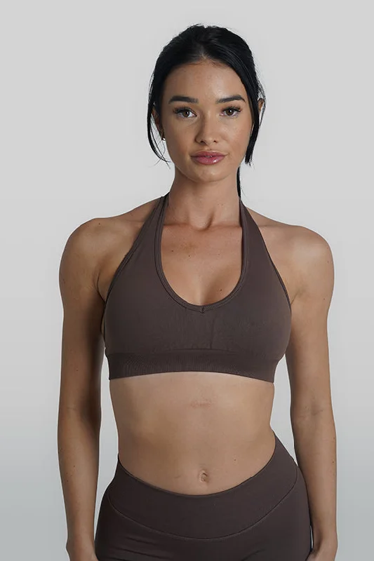 RECOIL HALTER CROP - ESPRESSO Elegant Women's 