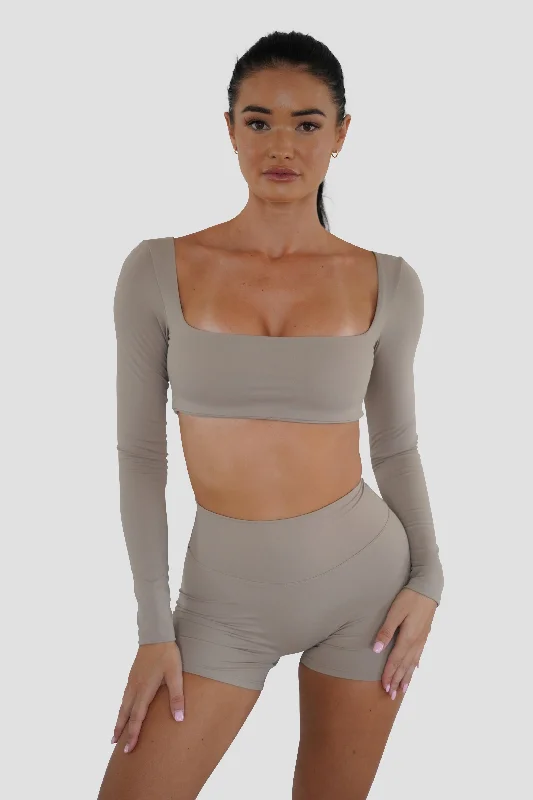 SLEEK LONG SLEEVE TOP - TAN Refined Women's 