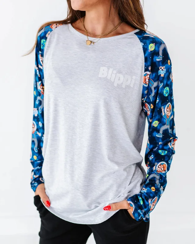 Blippi™ in Space Adult Unisex Long Sleeve Raglan T-Shirt Rugged Women's Outdoor 