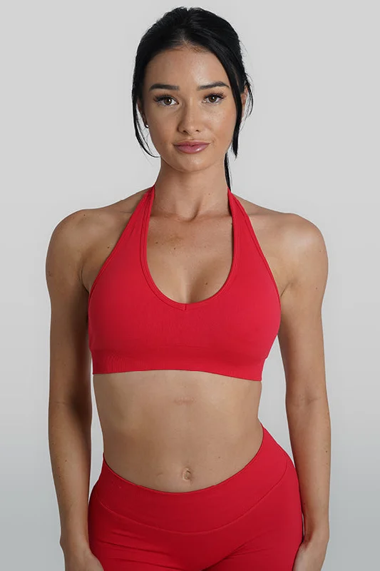 RECOIL HALTER CROP - RED Cashmere