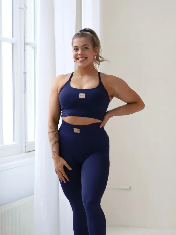 Core Crop Tank in Navy Artistic Women's Hand - painted