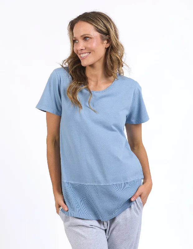 Rib Short Sleeve Tee Steel Blue Laid - back Women's Vibe