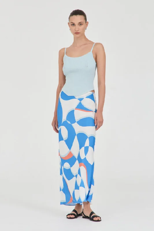 Oslo Crepe Knit Top Blue Elegant Women's Formal 