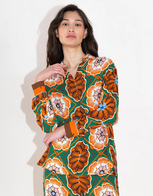 Nova Crepe Shirt - Flower Pop Orange - SALE Bohemian Women's Free