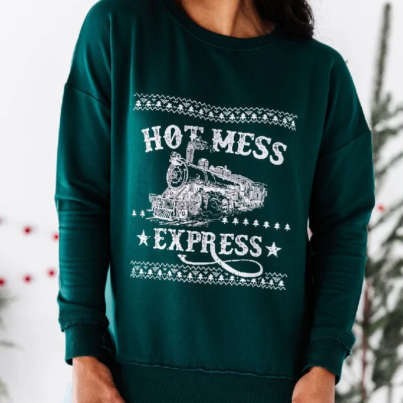 Hot Mess Express Women's Crew Neck Sweatshirt Athletic Women's 