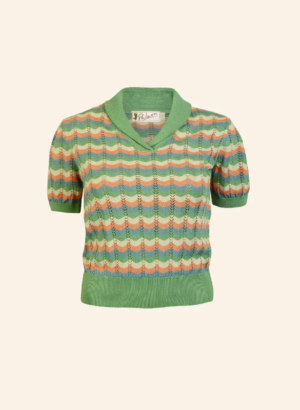 Hilary Knitted Cotton Top - Green Refresher Feminine Women's Soft 