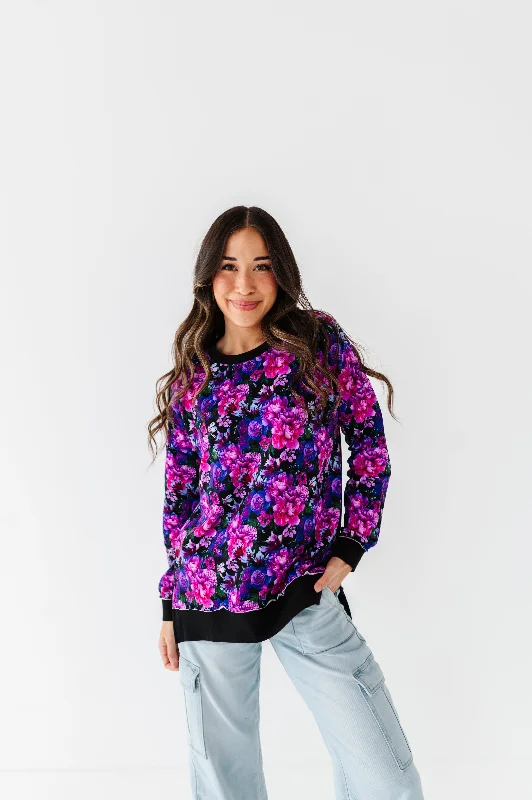 Midnight Bloom Women's Crew Neck Sweatshirt performance