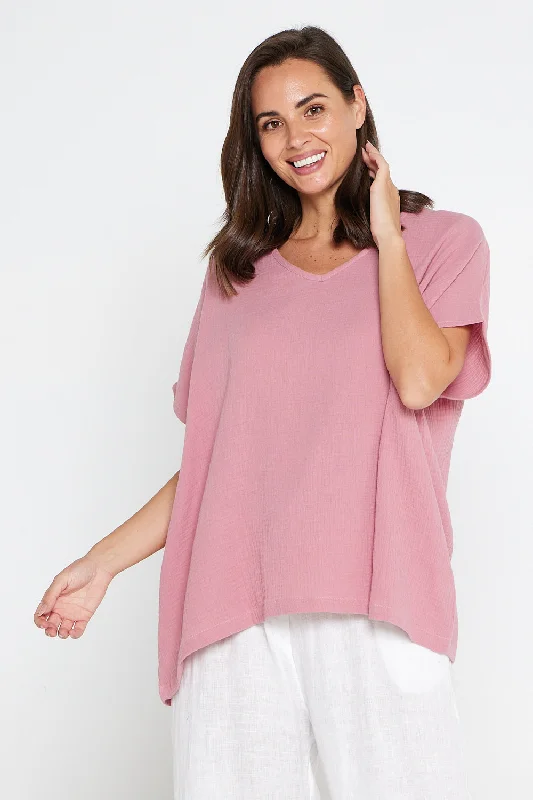Tahiti Muslin Top - Rose Relaxed Women's Beachy