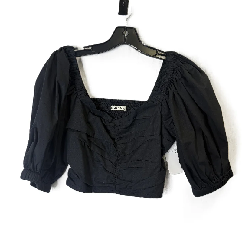 Top Short Sleeve By Abercrombie And Fitch In Black SIZE XS Sustainable Organic
