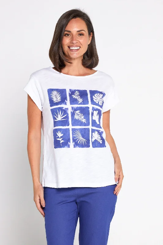 Keylines Slub Boatneck Tee - Sapphire Blooms purpose