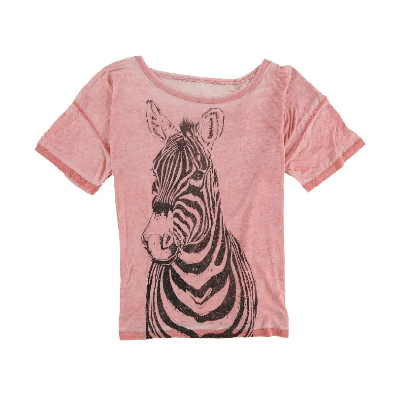 Tags Weekly Womens Zebra Drawing Burnout Graphic T-Shirt, Red, Large Cool Women's Distressed