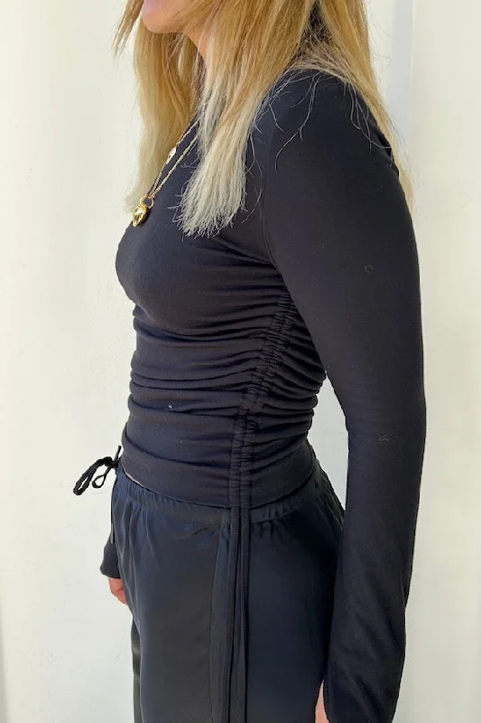 Lumi Cropped Top Black Cozy Women's Sherpa - lined