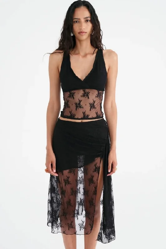Margot lace Tank Black Practical Women's Quick - dry