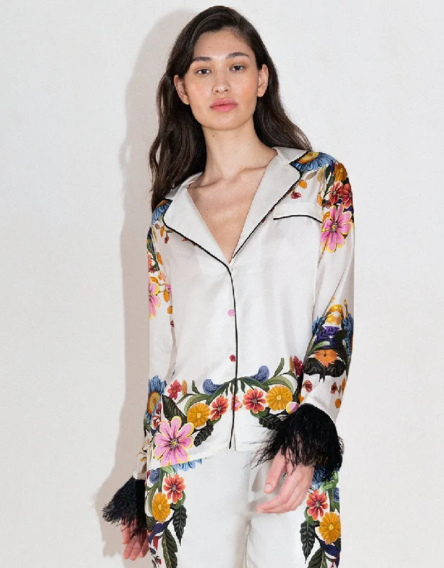 Eden Silk Twill Shirt - Sierra Jungle White Cool Women's Skate