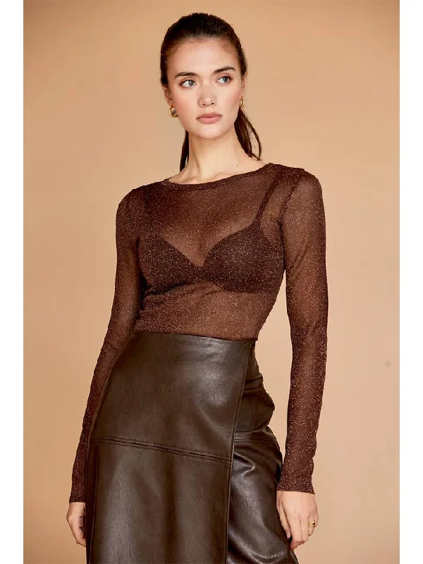 Eliana Lurex Sheer Top Cozy Women's Sherpa - lined