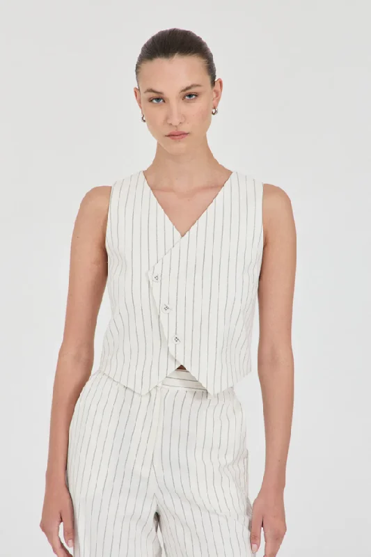 Jayden Stripe Waistcoat White Stripe Bold Women's Statement